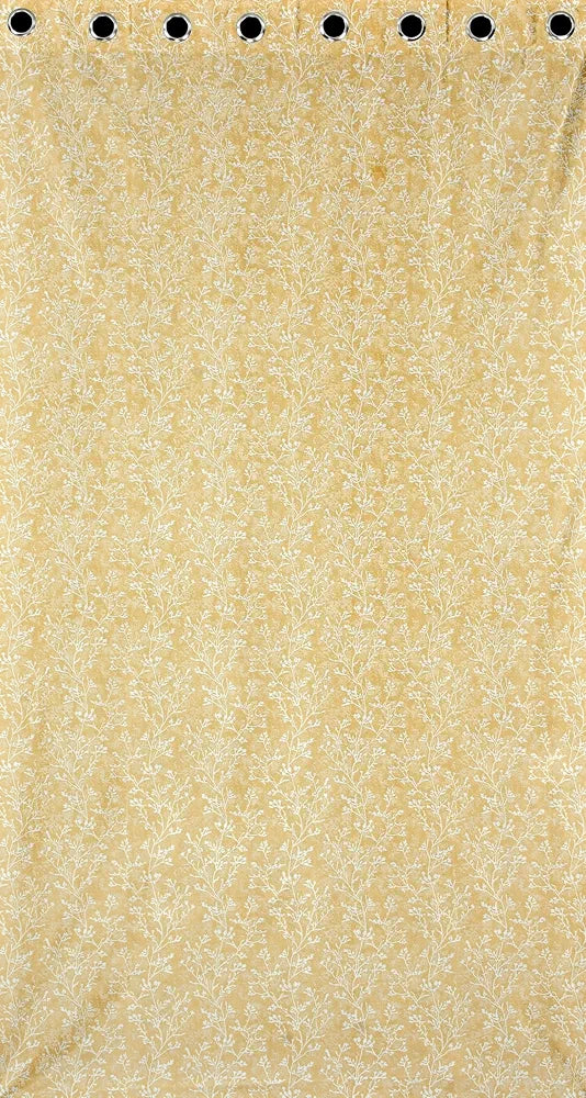 Homefab India 2 Piece Grommet Style Polyester Window Curtain - 5 feet, Floral Beige, Room Darkening Curtains